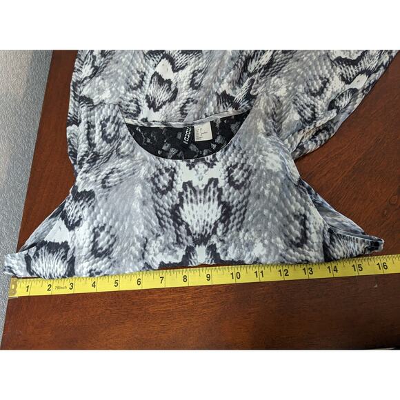 Divided by H&M Dress 4 Black White HiLow Snakeskin Print Lace Back Stretch Waist - Picture 7 of 12